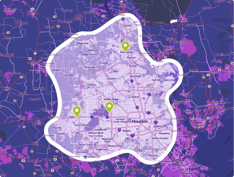 mr reliable service area map